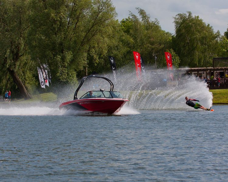 A waterskier in action.